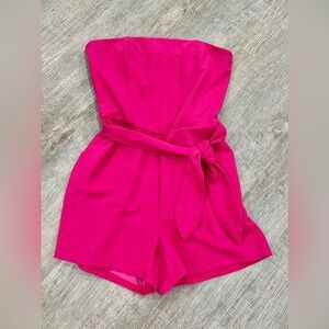 NWT She + Sky Tie Front Strapless Romper | Pink | Size Medium